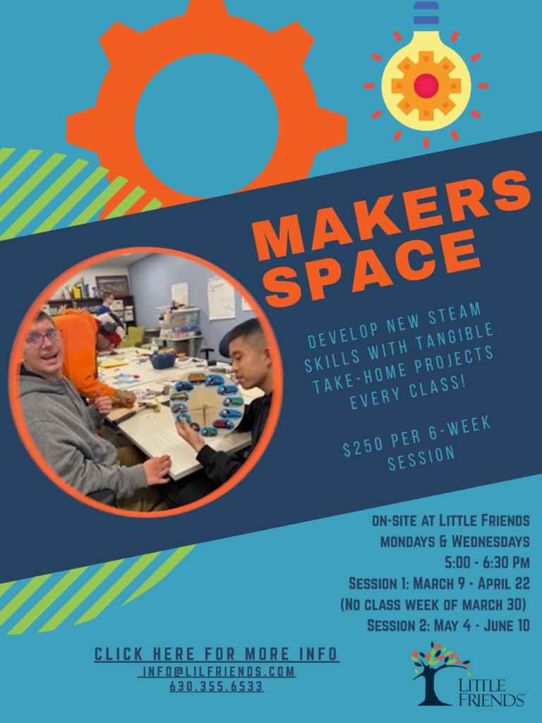 Promo flyer for Little Friend Makers Space