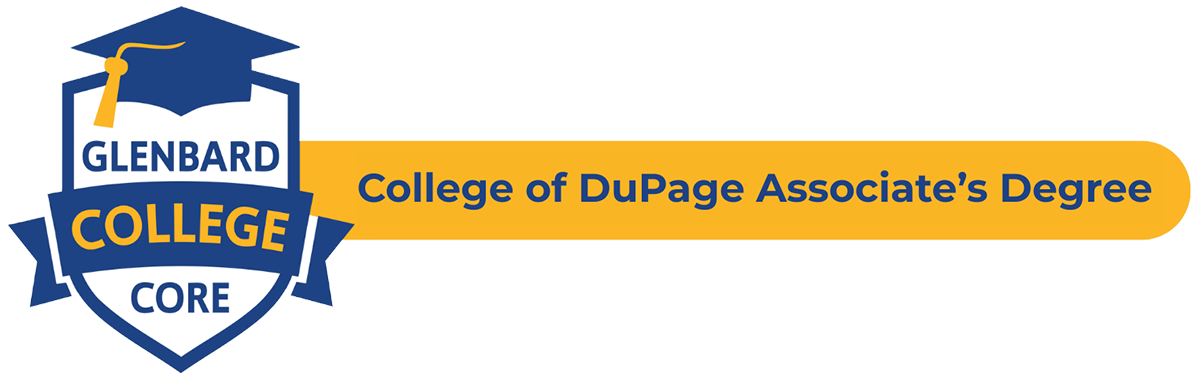 Glenbard College Core logo with College of DuPage Associate’s Degree text next to it