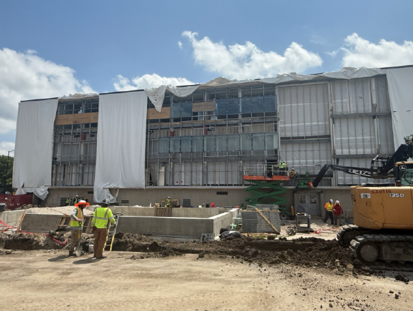 Picture of exterior construction at Glenbard East in June 2026