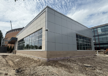 Picture of exterior construction at Glenbard East in June 2026