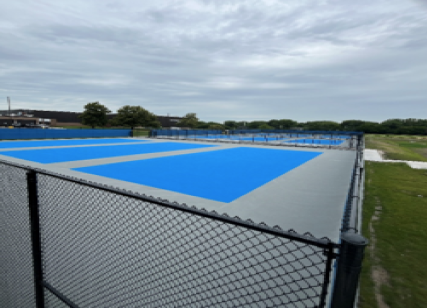 Tennis court painting at Glenbard South in June 2026