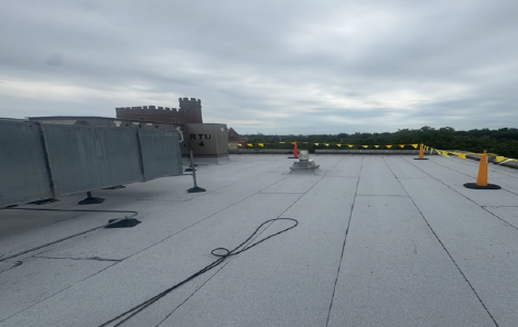 Roof work at Glenbard West in June 2026
