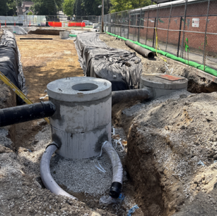 Utility work at Glenbard West in June 2026
