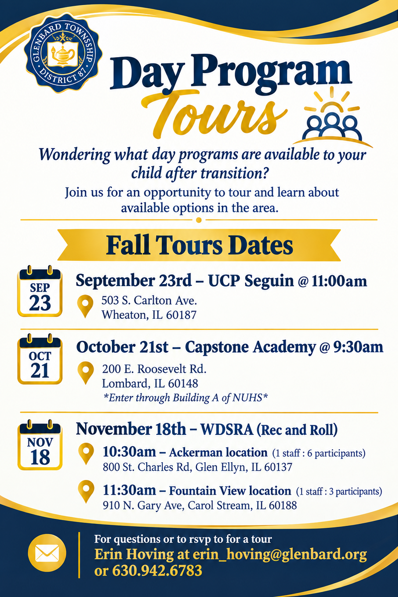 Flier for Day Program Tours on Sept. 23, Oct. 21 and Nov. 18