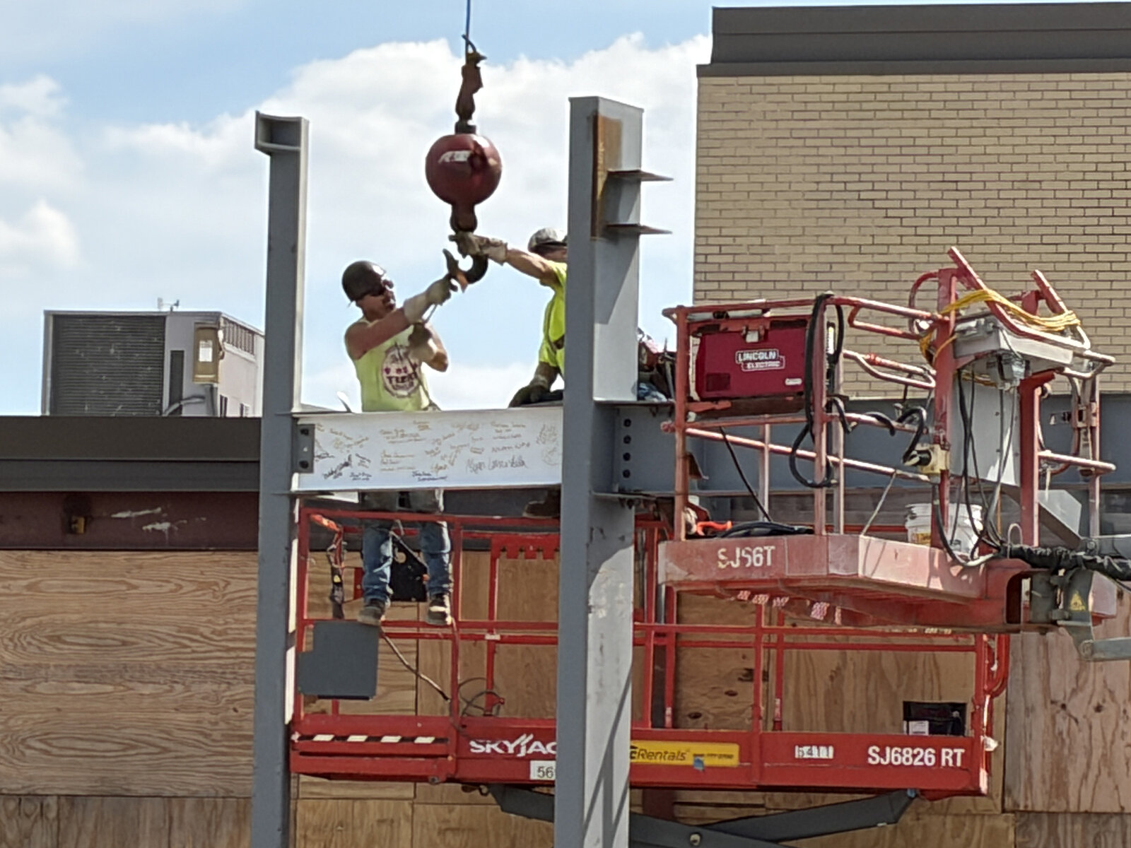 Photo of Glenbard North steel topping off piece installation
